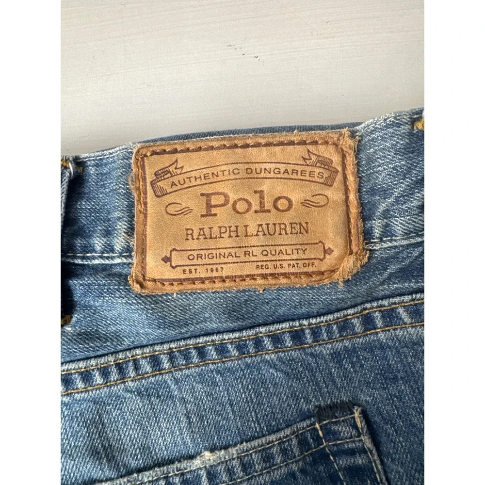 Polo Ralph Lauren Thompson Relaxed Mens Jeans 42x32 Med Wash Straight Blue Denim